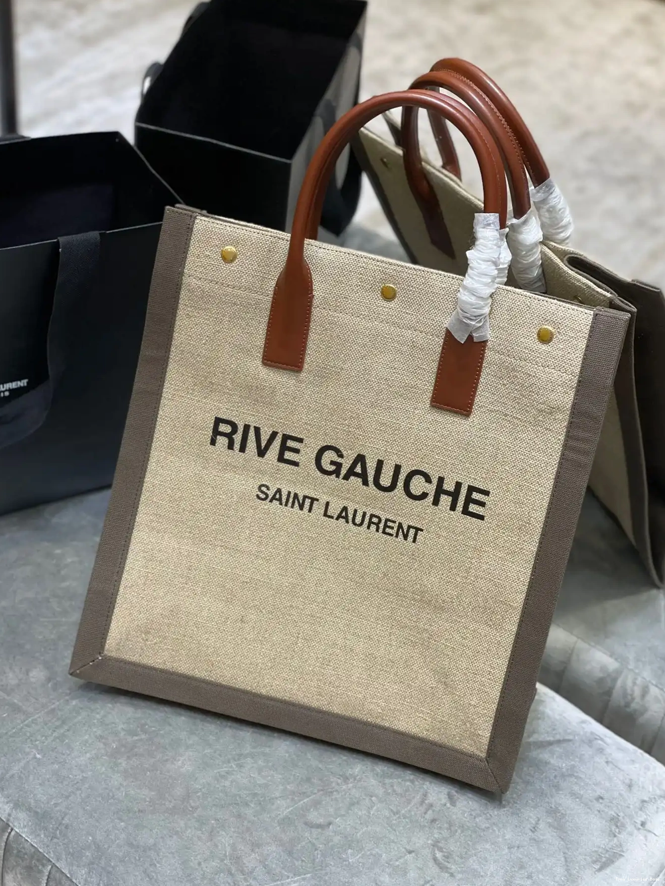Tony Luxuries IN YSL AND RIVE COTTON SHOPPING N GAUCHE BAG S LINEN 0528